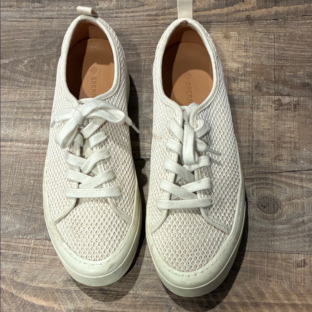 Sperry Cream Mesh Lace-Up Sneakers